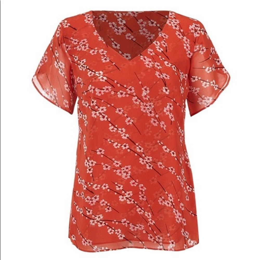 Cabi Plus Size Cherry Blossom Split Sleeve Top